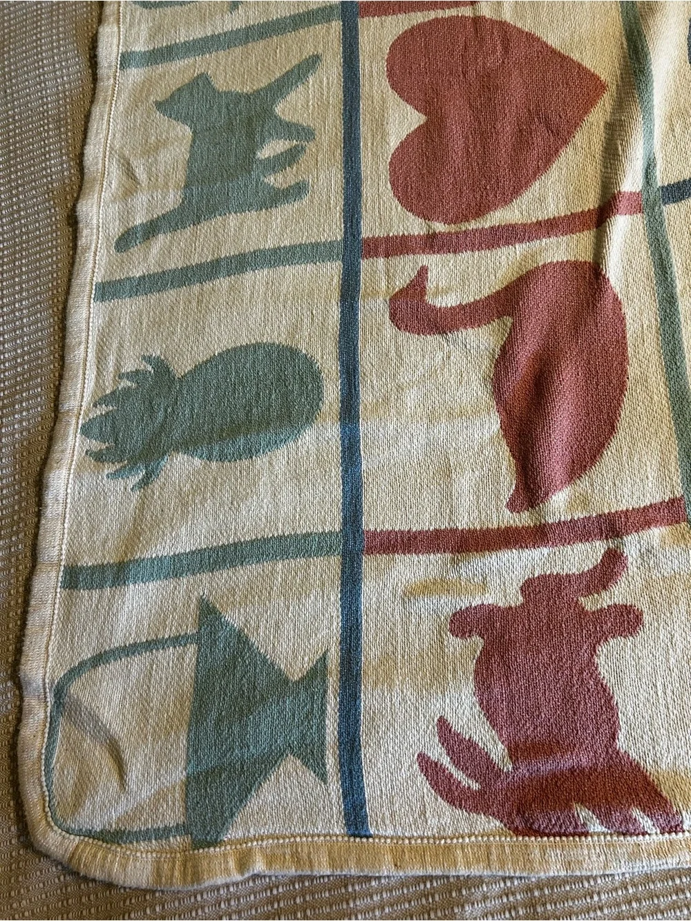 Vintage Crown Crafts Country Silhouettes Throw Blanket Geese Cats Cottage Cotton